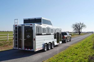 Back of a Cimarron trailer on the open road