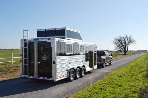 Back of a Cimarron trailer on the open road