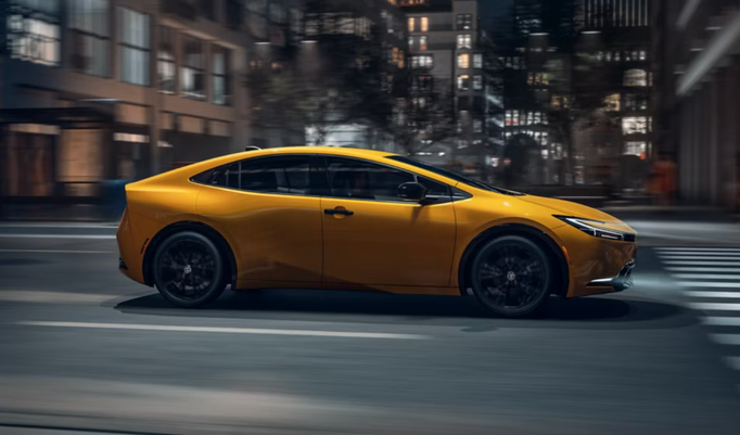 A yellow Toyota Prius
