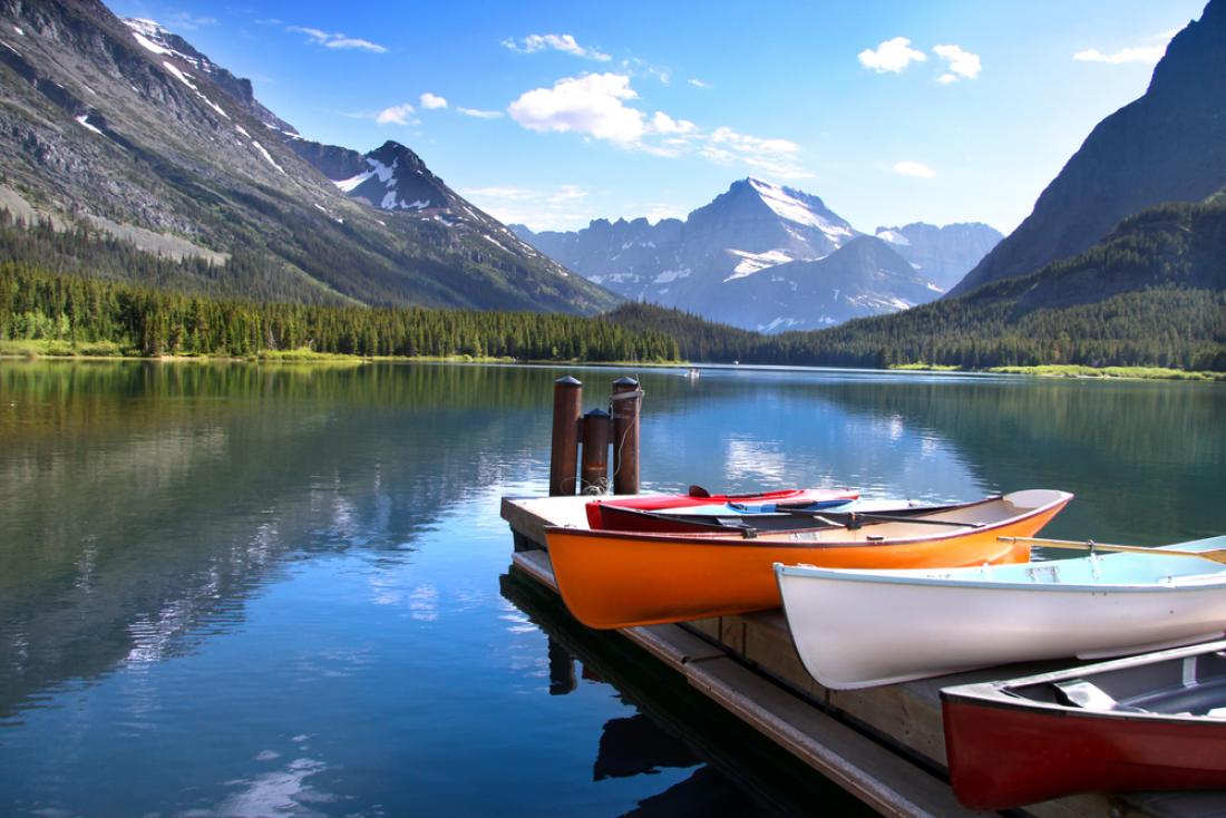Canoes by Lake McDonald in Glacier National Park