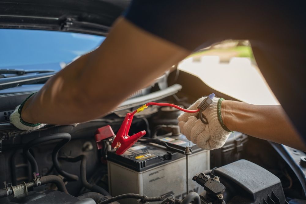 Close up of a car battery