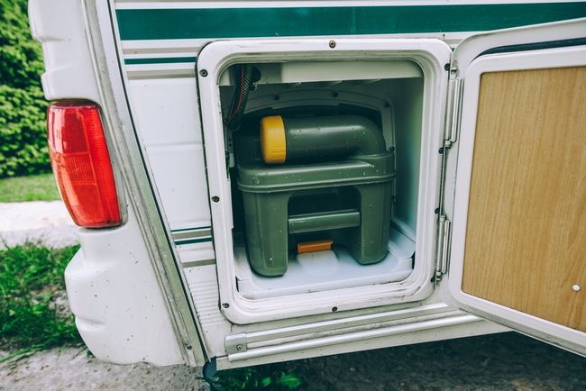 Tank in the back of an RV
