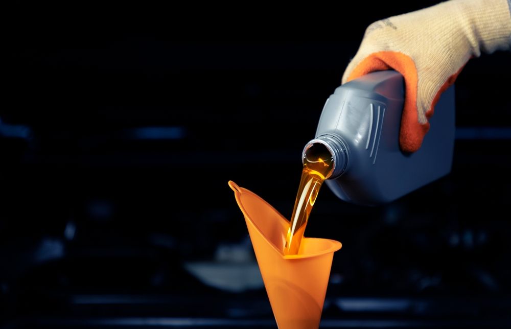 Close-up of an oil change