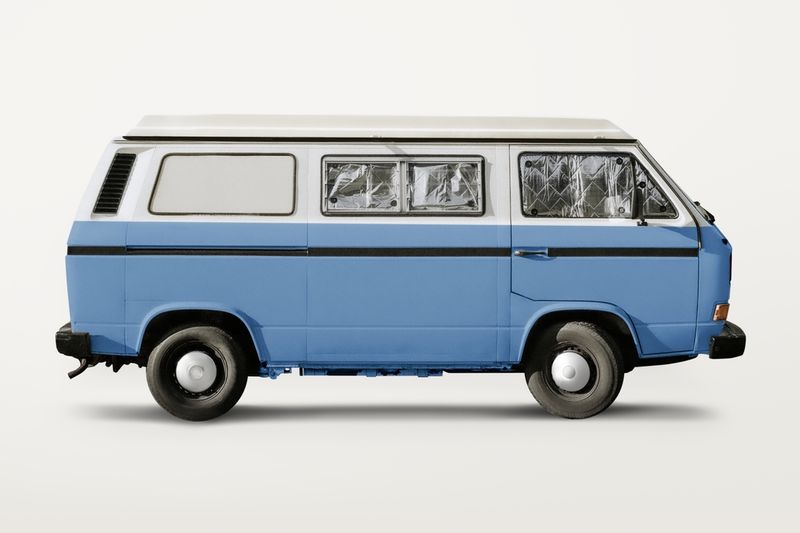 Vintage blue camper van