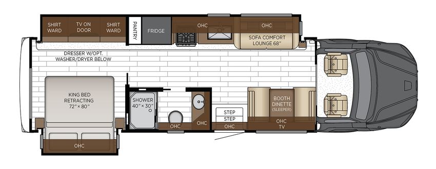 Newmar Grand Star 3444 overhead floor plan