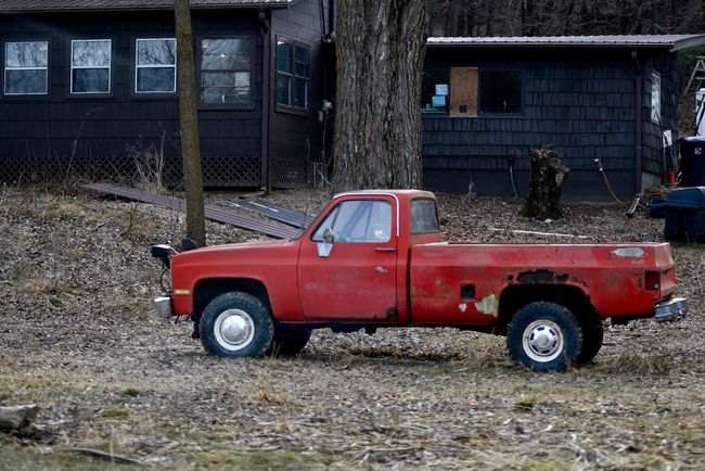 Rusty red pickup truck