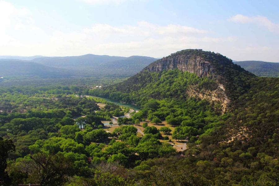 Aerial view of the hill in Garner State Park, Texas