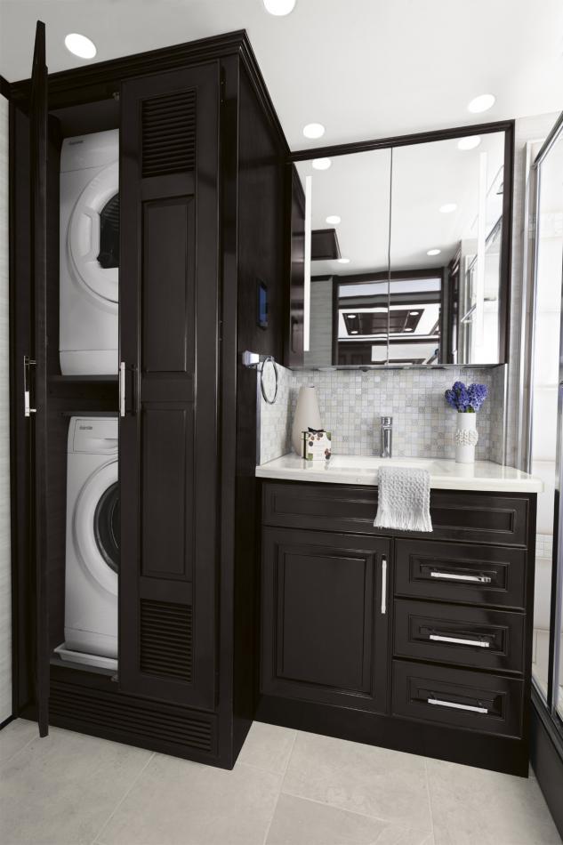 Vanity and washer/dryer int he 2024 Supreme Aire