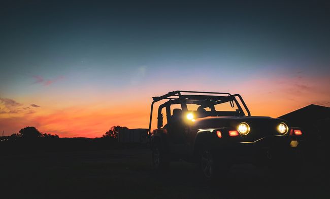 Jeep Wrangler at sunset