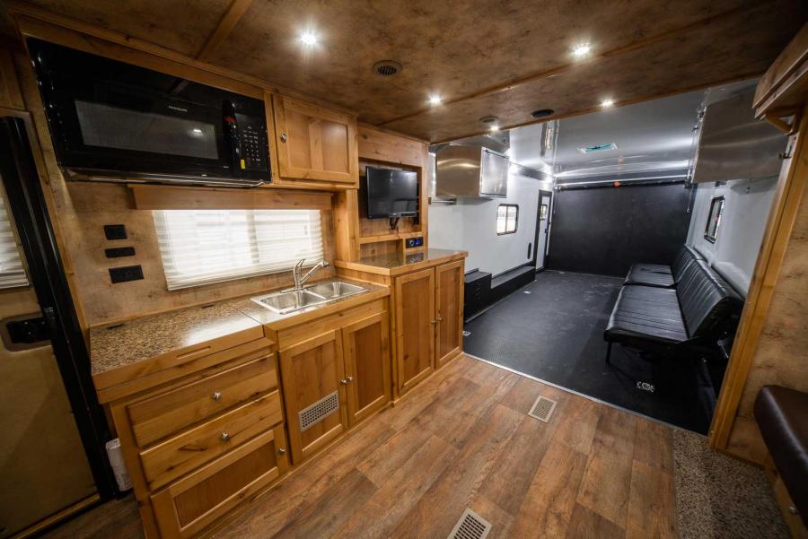 Interior of a Logan coach living quarters trailer