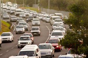 Cars on a crowded road