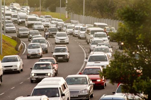 Cars on a crowded road