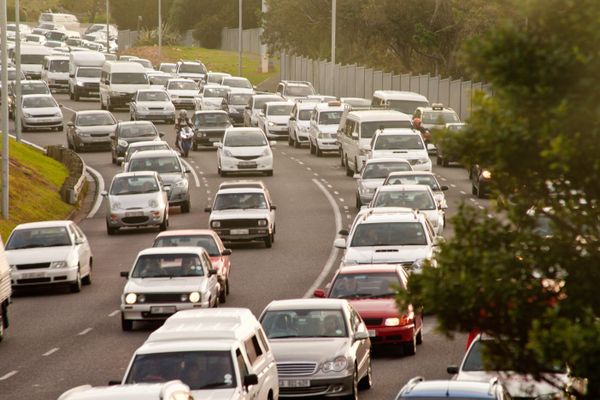 Cars on a crowded road