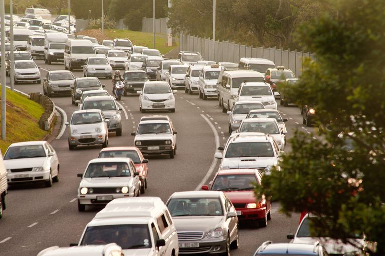 Cars on a crowded road
