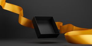 Gift box with gold ribbon