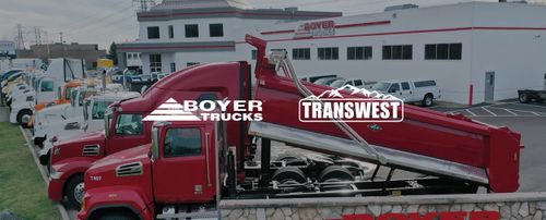 Transwest and Boyer Trucks logos on a tractor trailer