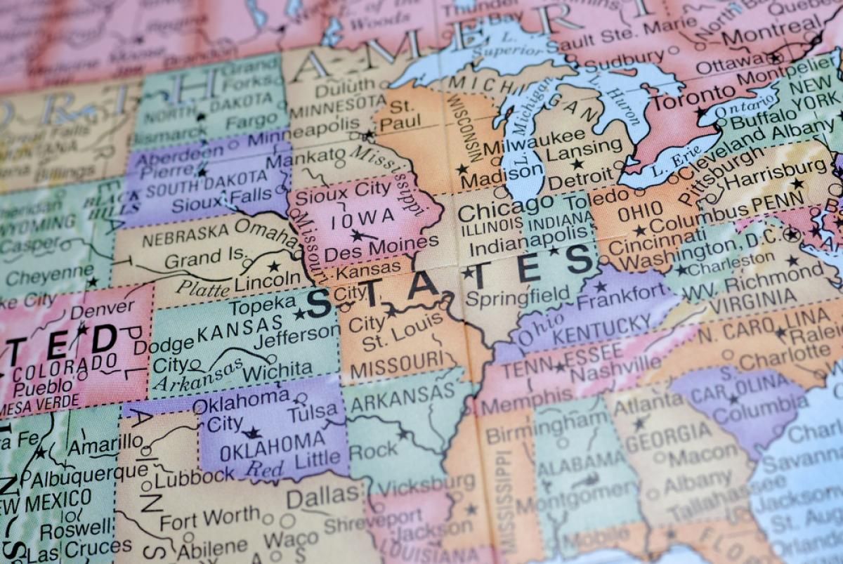 Map of the Midwest USA