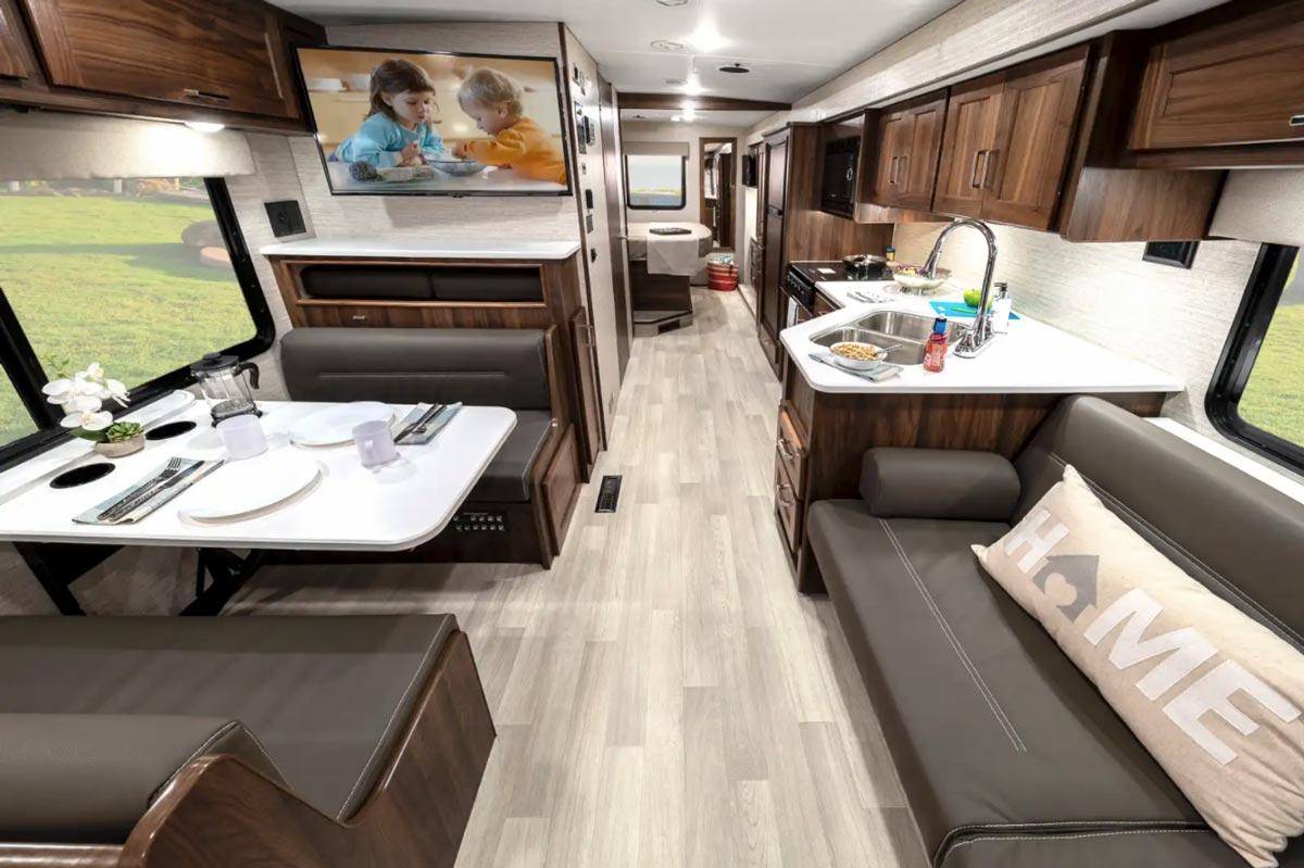 Interior of a Class A RV living space