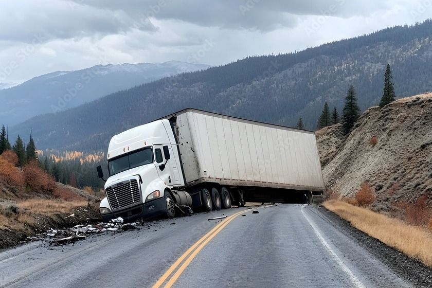 Truck that has been in an accident