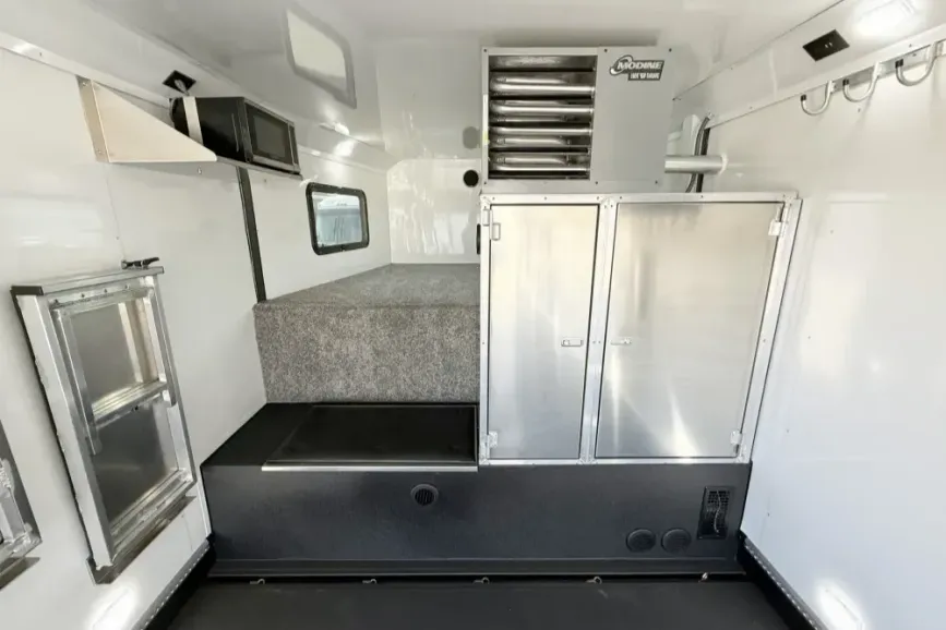 Inside a Chris Burand Edition Trailer. The front section including the 75000 BTU heater
