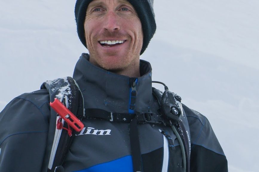 Chris Burandt dressed to Snowmobile