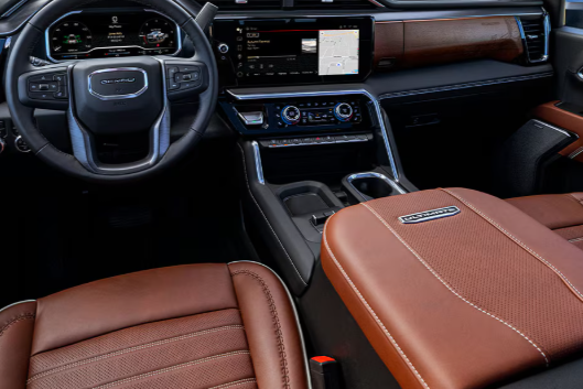 2025 GMC Sierra HD Denali Ultimate Alpine Umber leather interior and massage seats