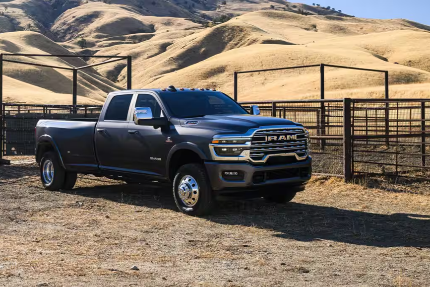 2026 Ram 3500 pickup truck parked at a ranch.