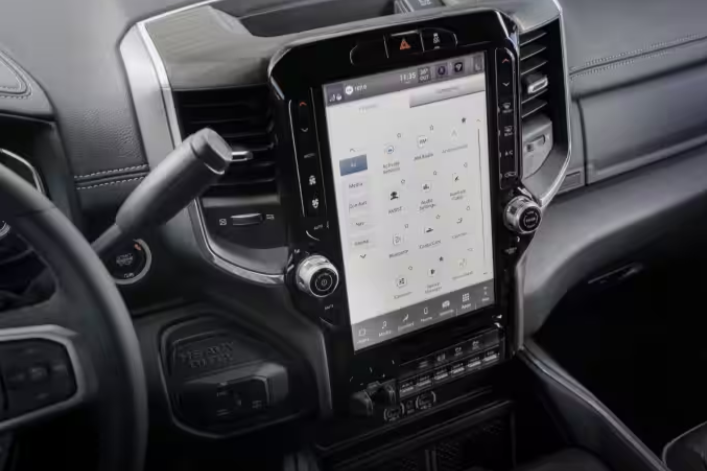 Interior view of the 2026 RAM 5500 Tradesman featuring the available 12-inch digital cluster display