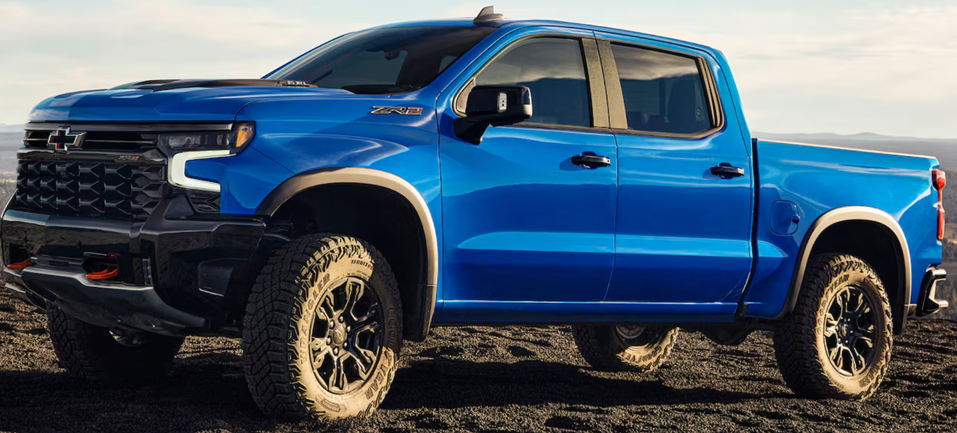 A blue Chevy Silverado
