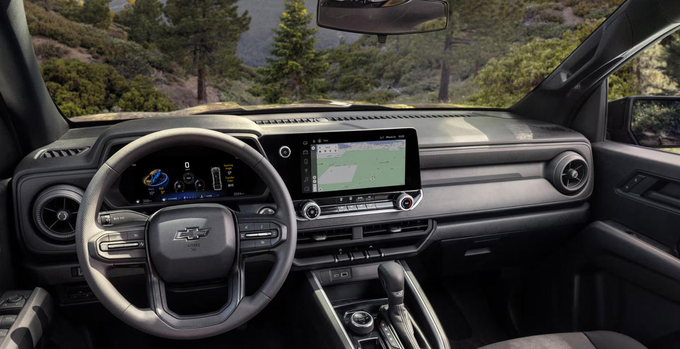 Interior dashboard of a Chevy vehicle