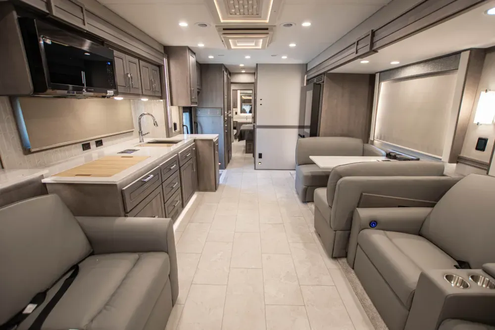 Seating and kitchen in the 2026 Renegade XL