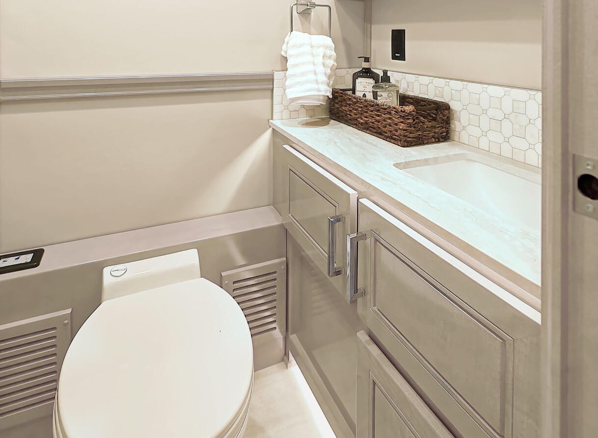 Porcelain toilet in the 2025 Renegade XL