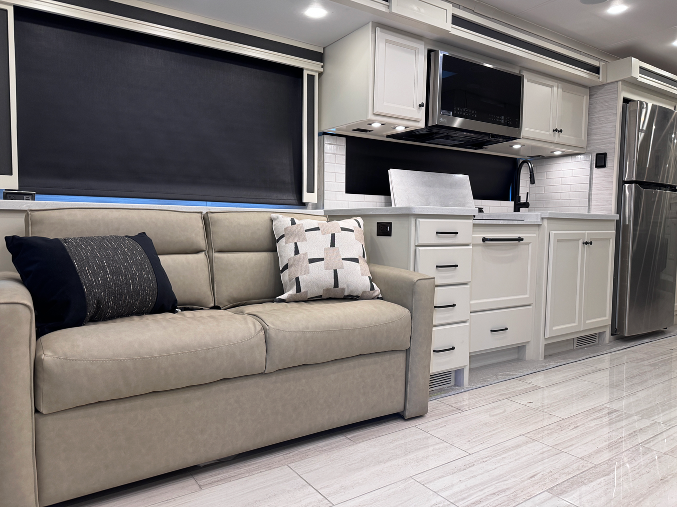 Kitchen in the Tiffin Allegro RED