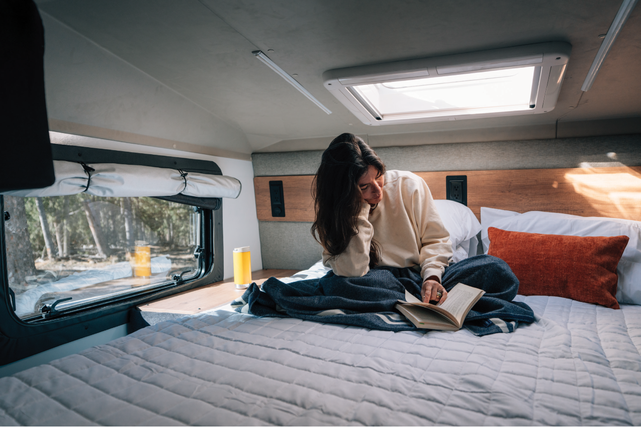Interior shot of the Arka featuring the star gazing roof