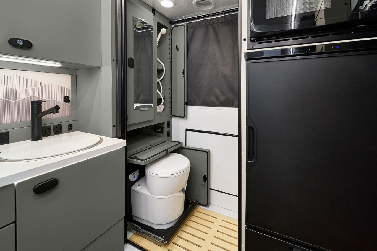 Bathroom vanity and cassette toilet