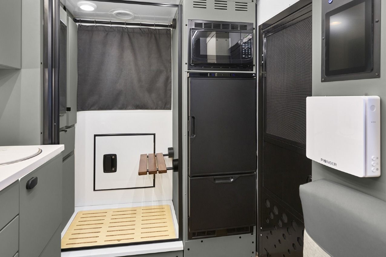 Galley kitchen fridge