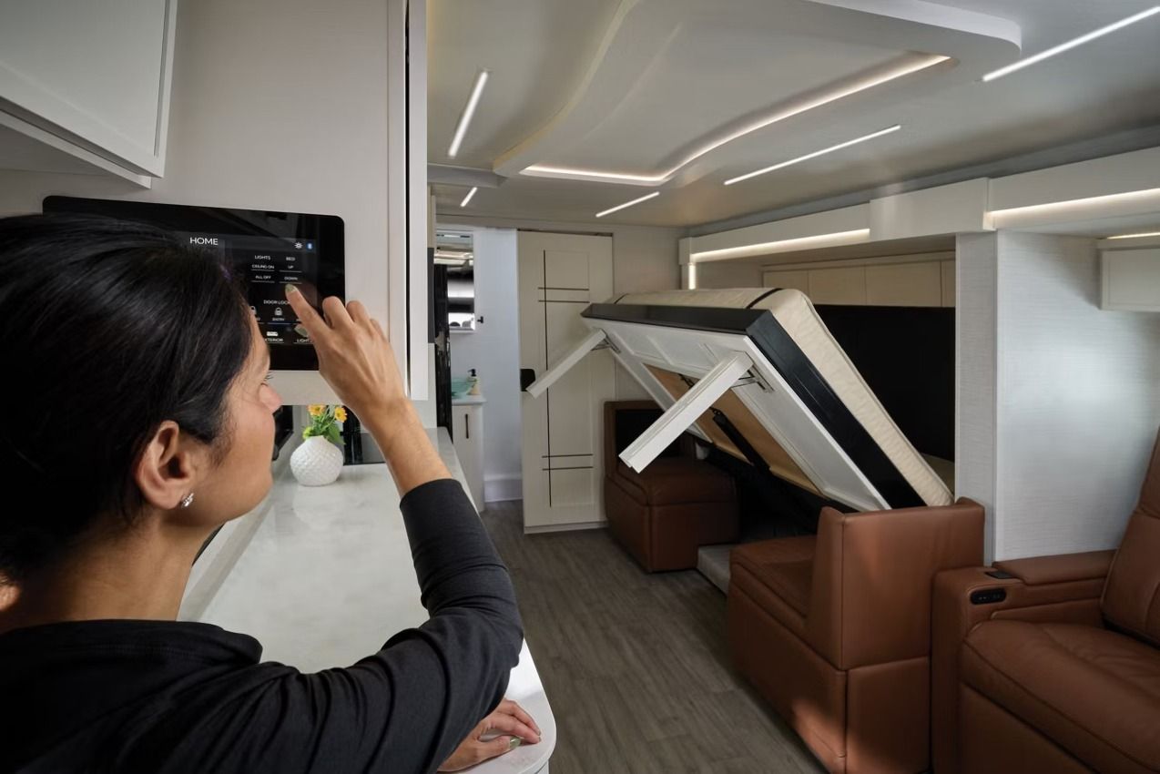 Murphy bed controlled by wall unit
