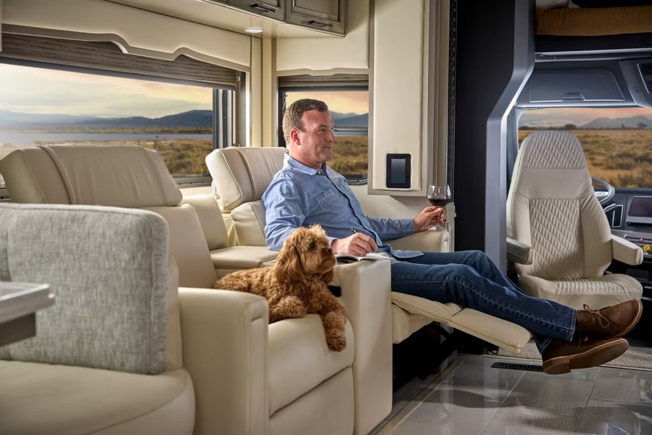 Lounging inside an RV