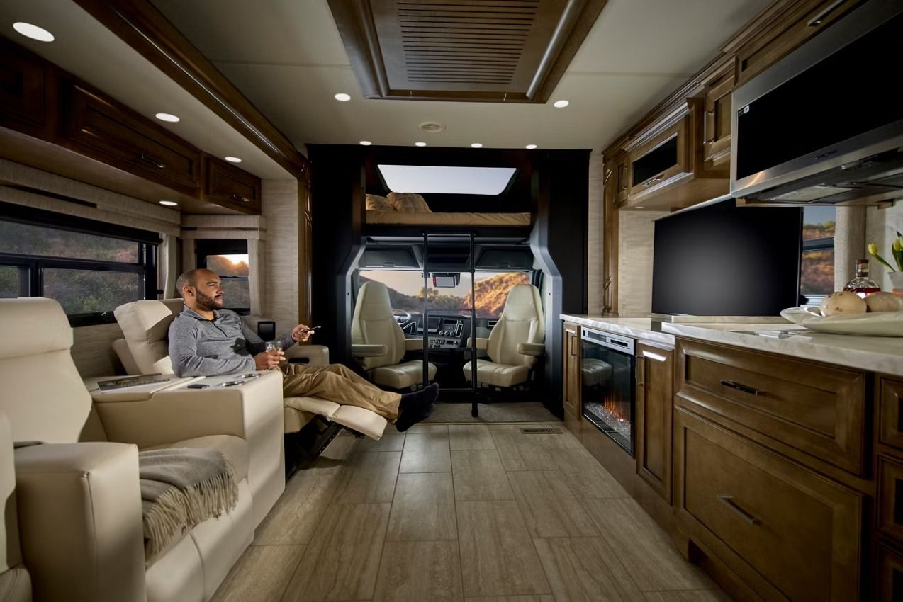 Man lounging inside an RV