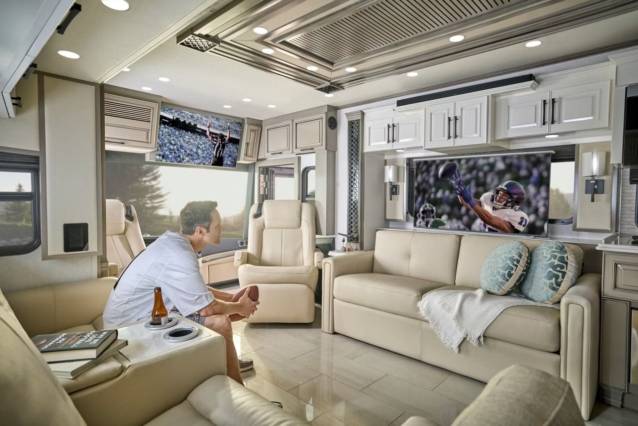 2027 Newmar London Air living room with TVs
