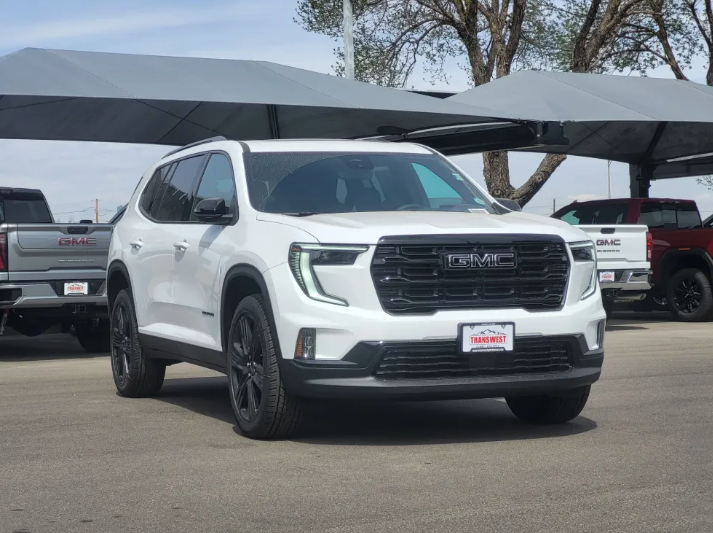 New 2026 GMC Acadia AWD Elevation in white available at Transwest GMC Henderson CO with 2.9% APR financing and savings off MSRP