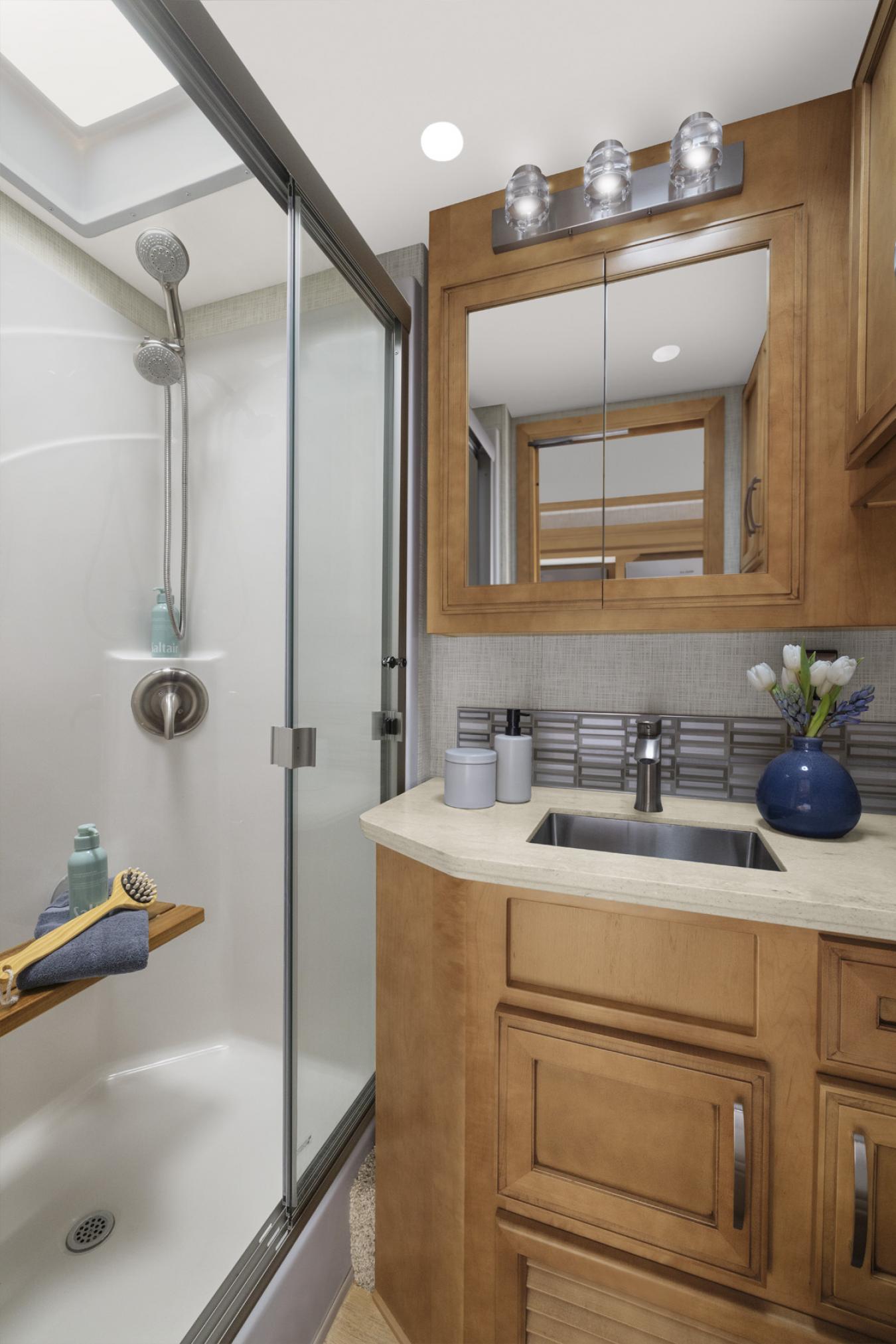 Shower and sink inside the 2024 Newmar Canyon Star