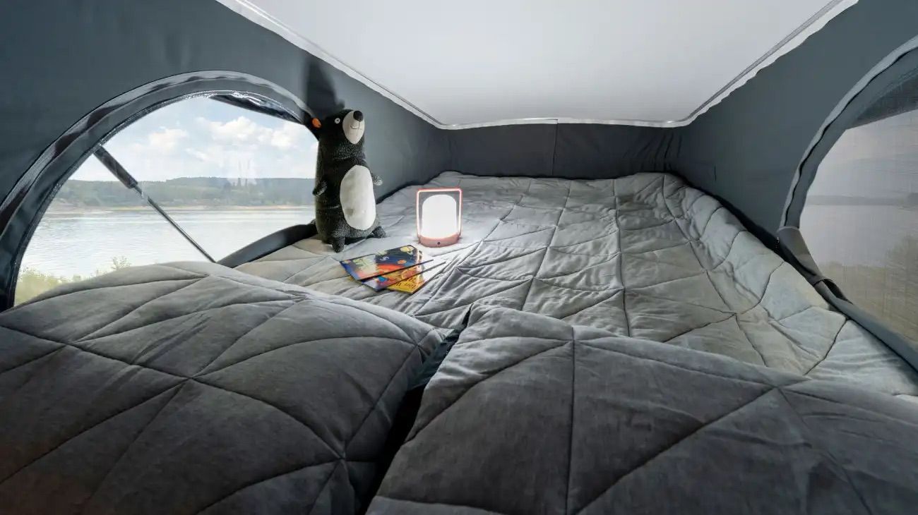 Pop Top bed inside the Solis