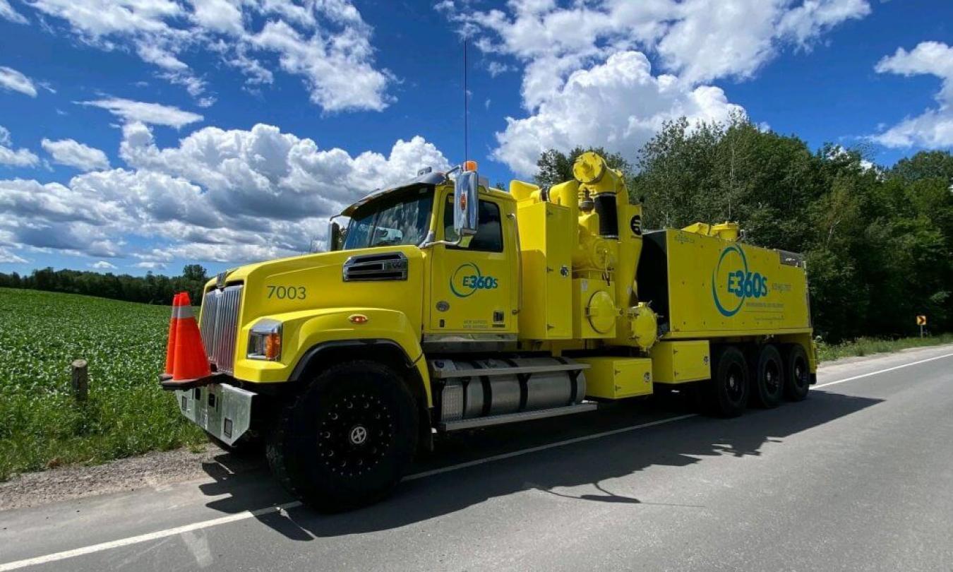Yellow branded Rival hydrovac truck