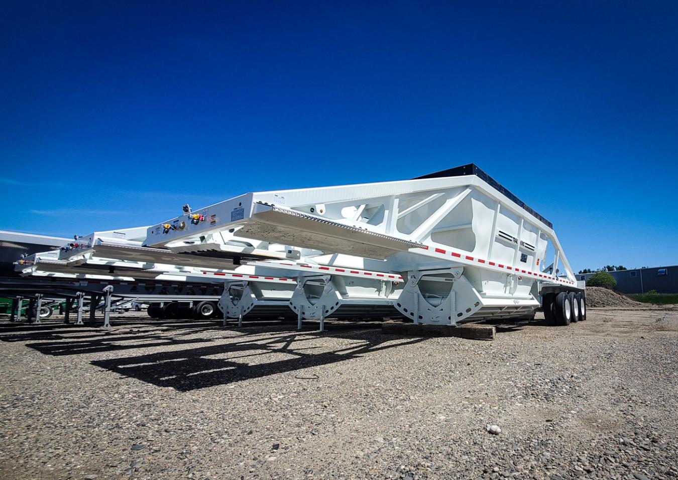 Exterior shot of a white Trail King Trailer