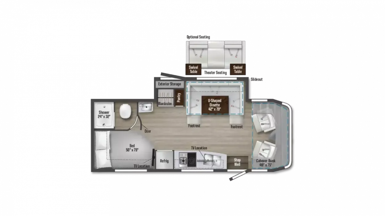 2023 Winnebago Navion 24J Floorplan