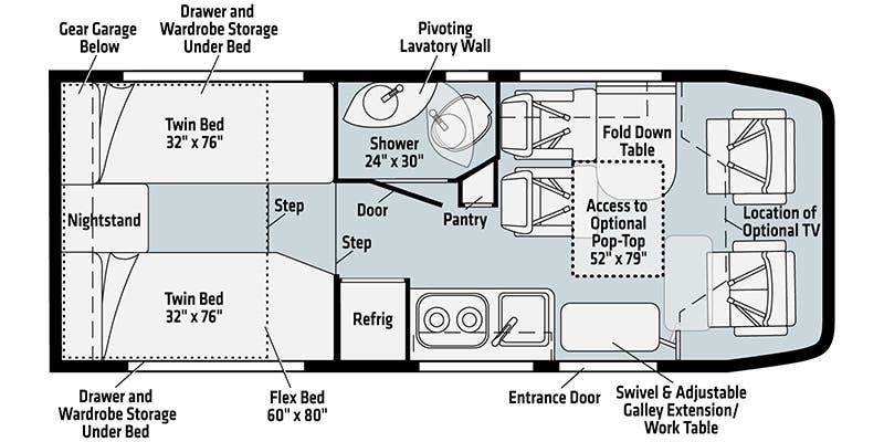 2023 Winnebago EKKO 22A Floor Plan
