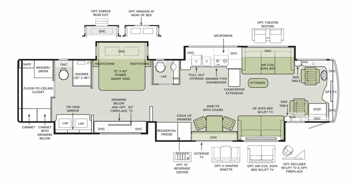 2025 Tiffin Allegro Bus 45OPP Floor Plan