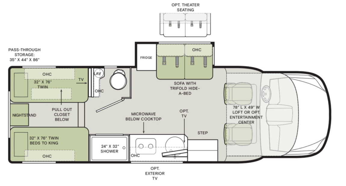 2025 Tiffin Wayfarer 25XLW Floor Plan