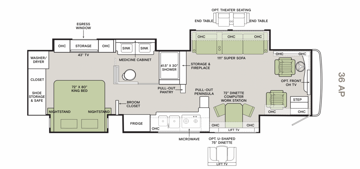 2026 Tiffin Allegro Bus 36AP Floor Plan